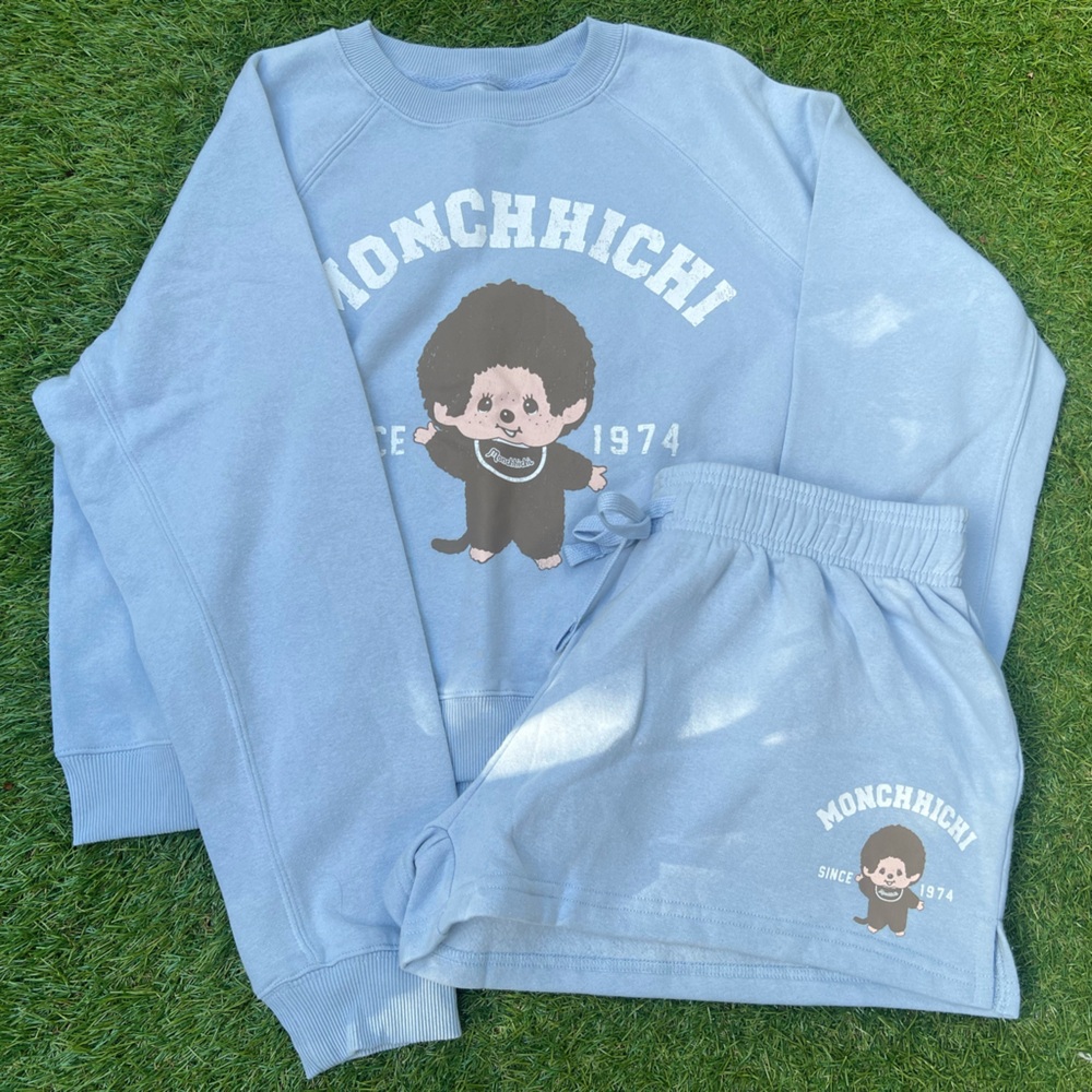 Monchhichi Baby Blue Sweatsuit Set